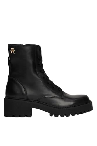 Tommy Hilfiger CHIC MID HEEL LEATHER LACE-UP ( Stiefeletten Damen, Schwarz (Black), 37 EU im Sale